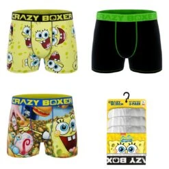 CRAZYBOXER SPONGEBOB FACES MEN'S BOXER BRIEFS (PACK 3)