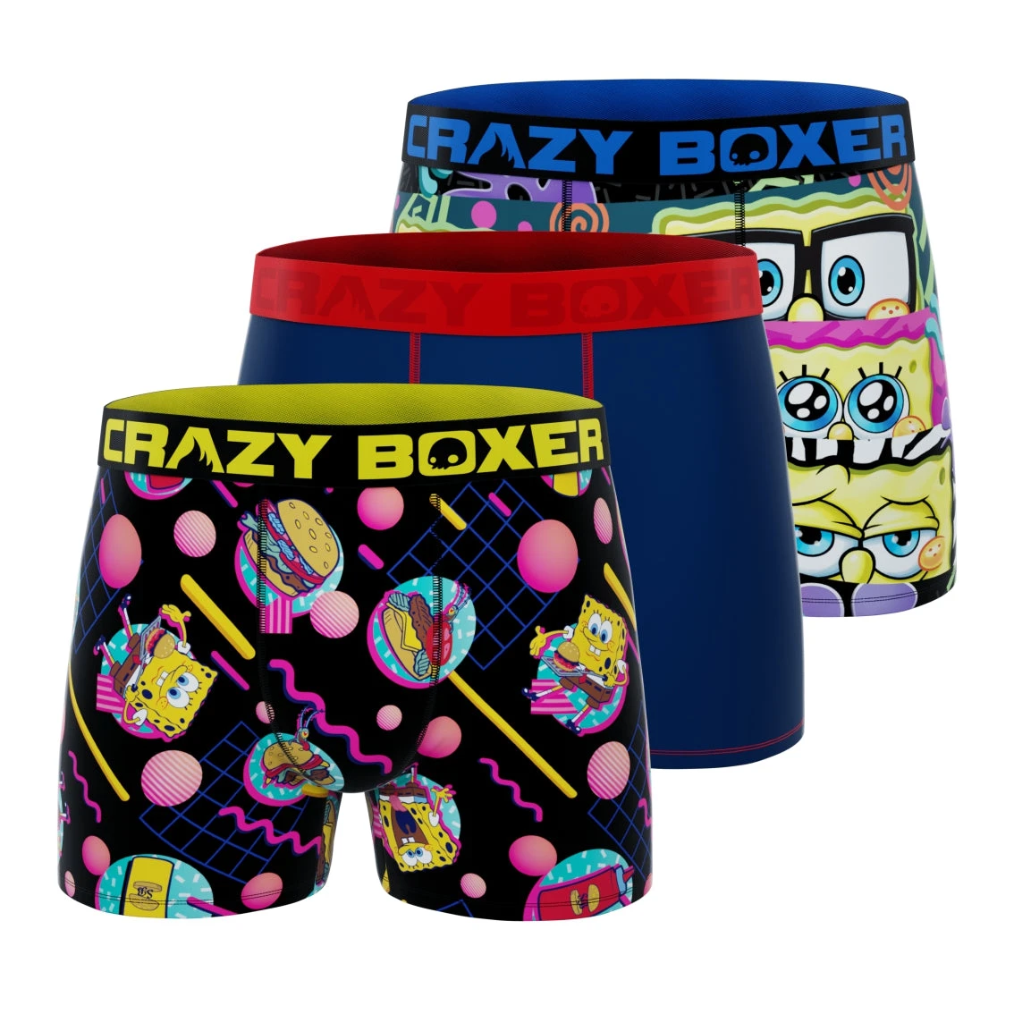 CRAZYBOXER Spongebob HEAT + EPON Men's Boxer Briefs (3 Pack) 1 CRAZYBOXER Spongebob HEAT + EPON Men's Boxer Briefs (3 Pack)