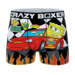 CRAZYBOXER Spongebob Racing Flames Men's Boxer Briefs
