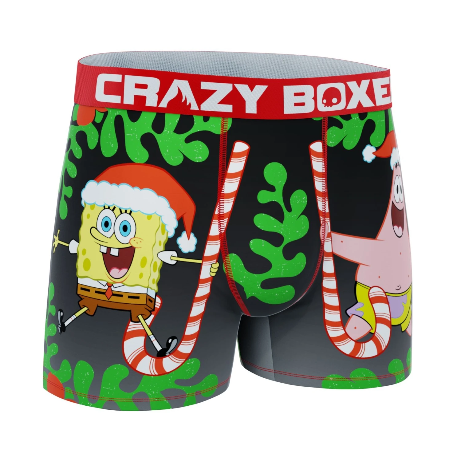 CRAZYBOXER SpongeBob Candy Canes Men's Boxer Briefs 3 CRAZYBOXER SpongeBob Candy Canes Men's Boxer Briefs - Image 3