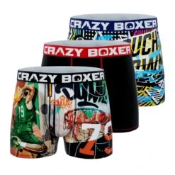CRAZYBOXER Sports BaskMen's Boxer Briefs (Pack 3)