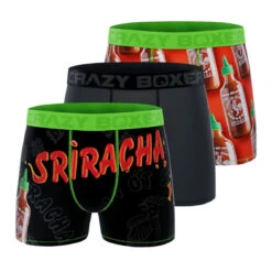 CRAZYBOXER Sriracha Bottles Men's Boxer Briefs (3 Pack)