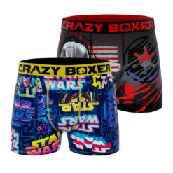 CRAZYBOXER Star Wars Red Darth Vader Men's Boxer Briefs (2 Pack)