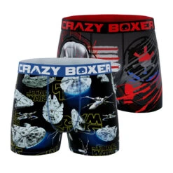 CRAZYBOXER Star Wars Darth Vader Millenium Falcon Men's Boxer Briefs (2 Pack)