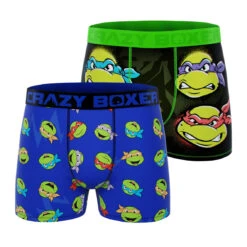 CRAZYBOXER Ninja Turtles Cowabunga + TMNT Team Men's Boxer Briefs (2 Pack)