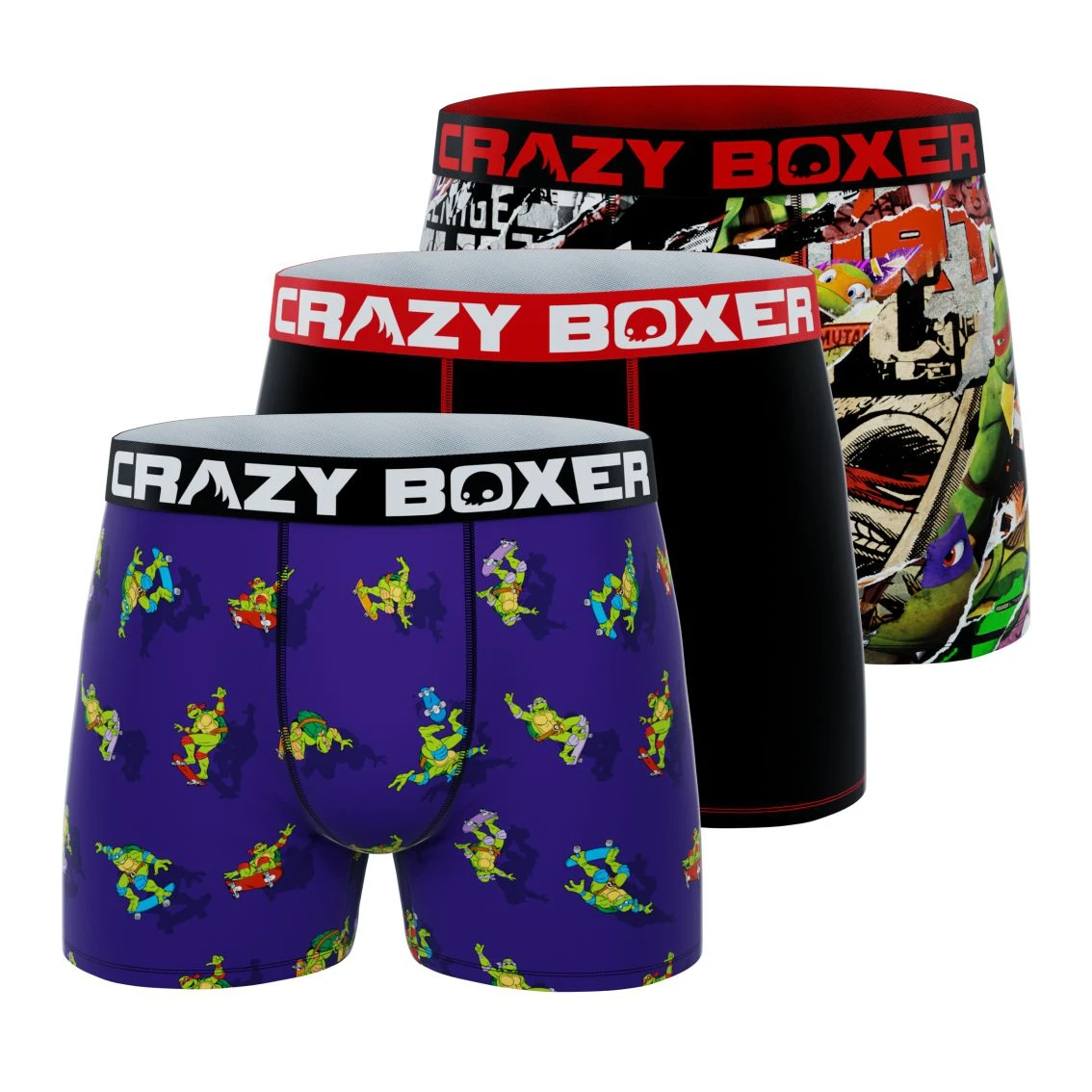 CRAZYBOXER Ninja Turtles Skateboard & Medley Men's Boxer Briefs (3 Pack) 1 CRAZYBOXER Ninja Turtles Skateboard & Medley Men's Boxer Briefs (3 Pack)