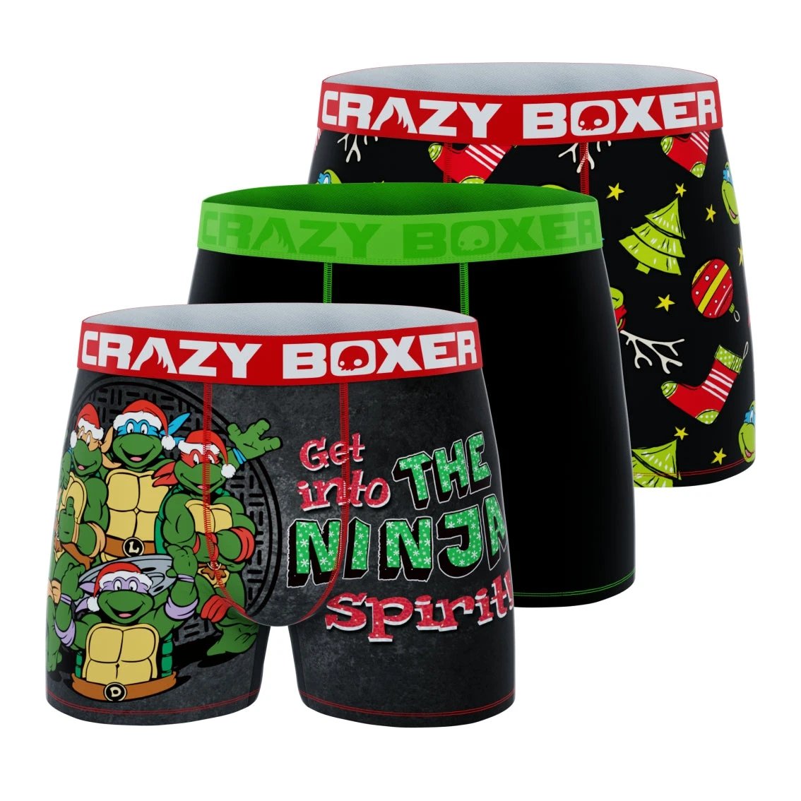 CRAZYBOXER Ninja Turtles XMAS Men's Boxer Briefs (3 Pack) 1 CRAZYBOXER Ninja Turtles XMAS Men's Boxer Briefs (3 Pack)