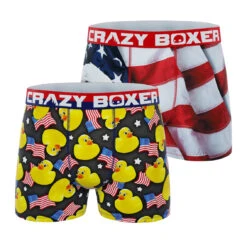 CRAZYBOXER Men's USA Flags Ducky Boxer Briefs (2 Pack)