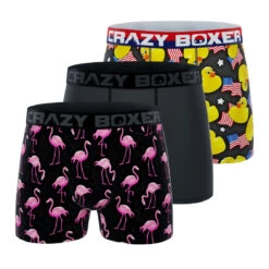 CRAZYBOXER Men's Ducky Flamingo Boxer Briefs (3 Pack)