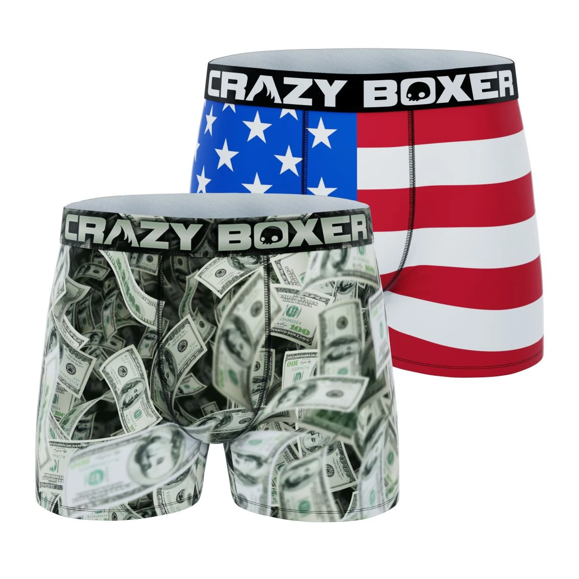 CRAZYBOXER America Money-Flag Men's Boxer Briefs (Pack 2) 1 CRAZYBOXER America Money-Flag Men's Boxer Briefs (Pack 2)