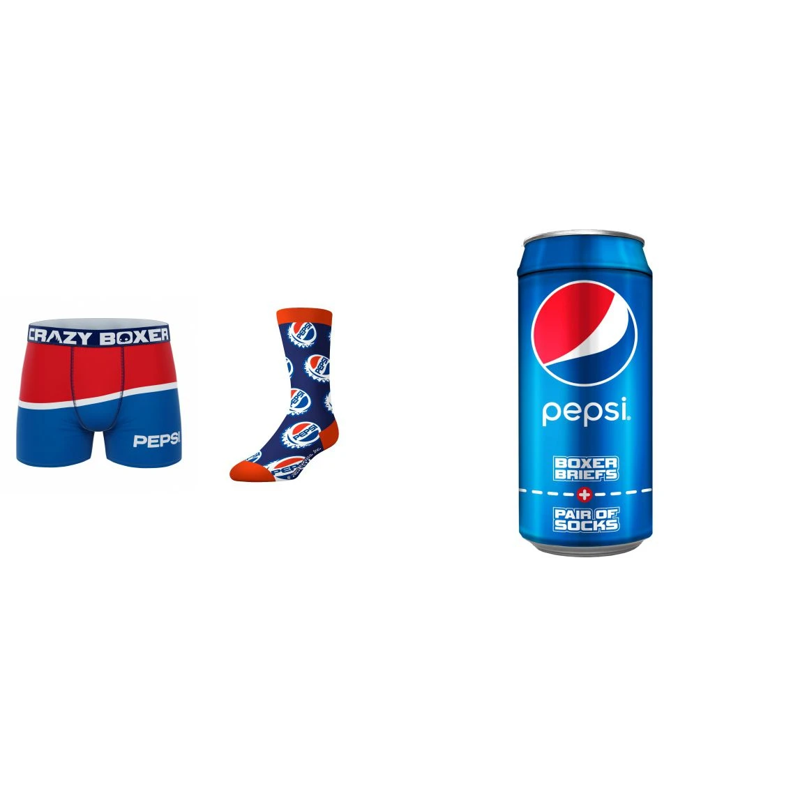 CRAZYBOXER Pepsi Wave & Lid Men's Boxer Briefs And Socks (Creative Packaging) 1 CRAZYBOXER Pepsi Wave & Lid Men's Boxer Briefs And Socks (Creative Packaging)