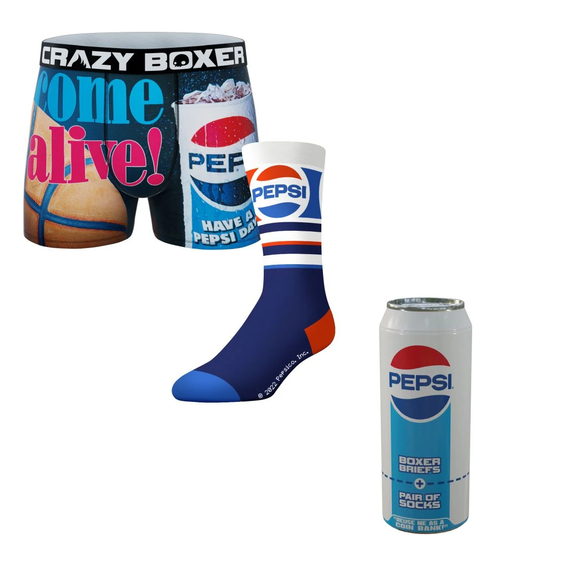 CRAZYBOXER Pepsi Come Alive Men's Boxer Briefs And Socks (Creative Packaging) 1 CRAZYBOXER Pepsi Come Alive Men's Boxer Briefs And Socks (Creative Packaging)