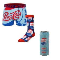 CRAZYBOXER Pepsi Logo & Caps Men's Boxer Briefs & Socks (Creative Packaging)