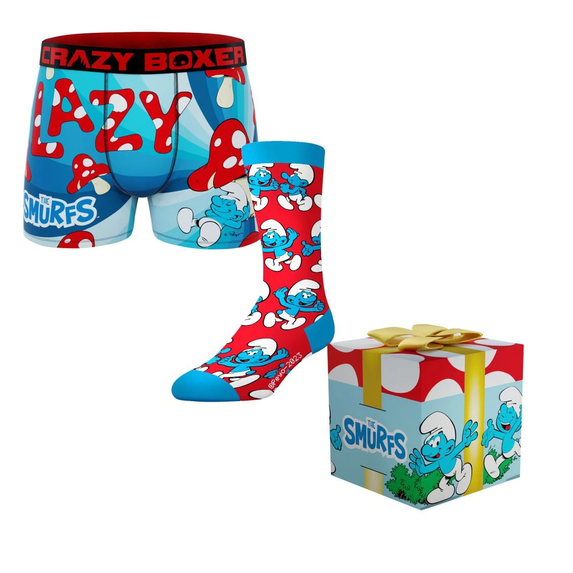 CRAZYBOXER The Smurfs Lazy Smurf Men's Boxer Briefs And Socks (Creative Packaging) 1 CRAZYBOXER The Smurfs Lazy Smurf Men's Boxer Briefs And Socks (Creative Packaging)