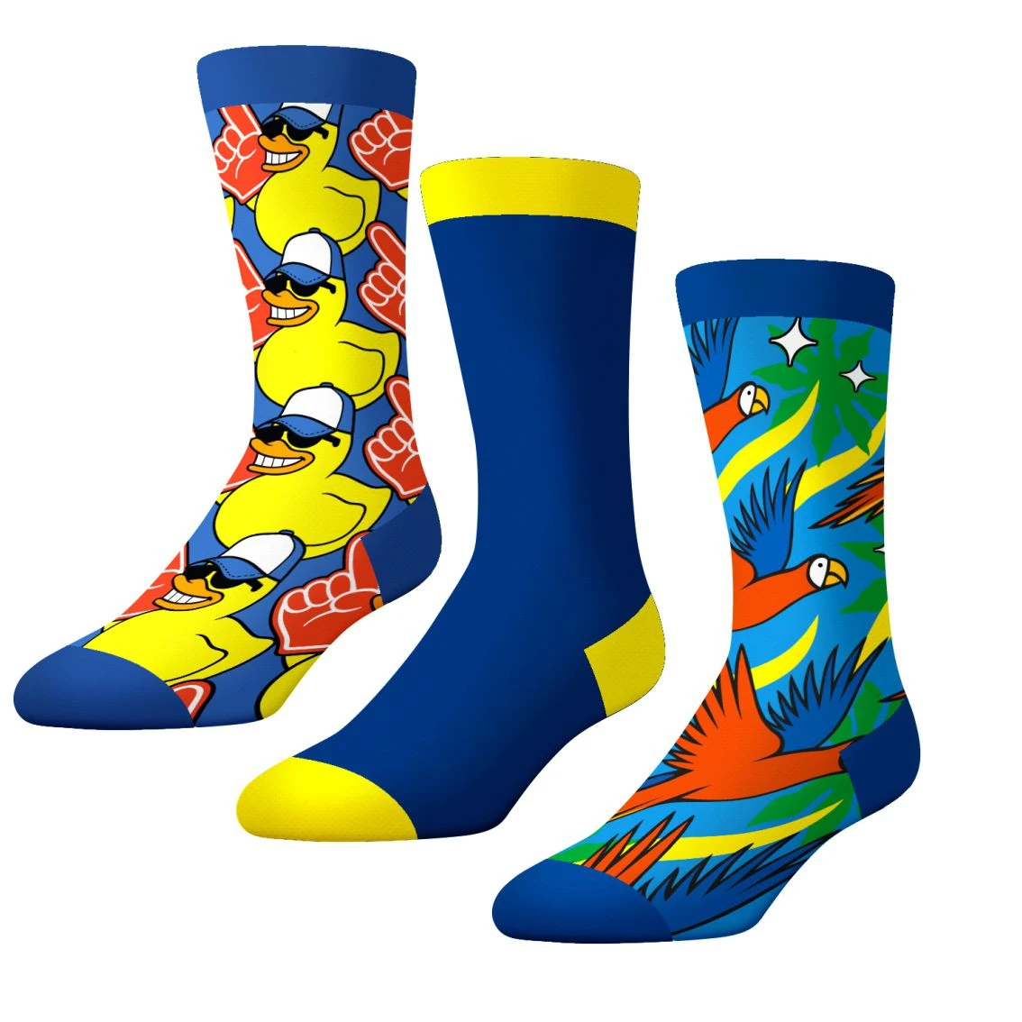 CrazyUniverse Duck And Parrot Crew Socks (3 Pack) 1 CrazyUniverse Duck And Parrot Crew Socks (3 Pack)
