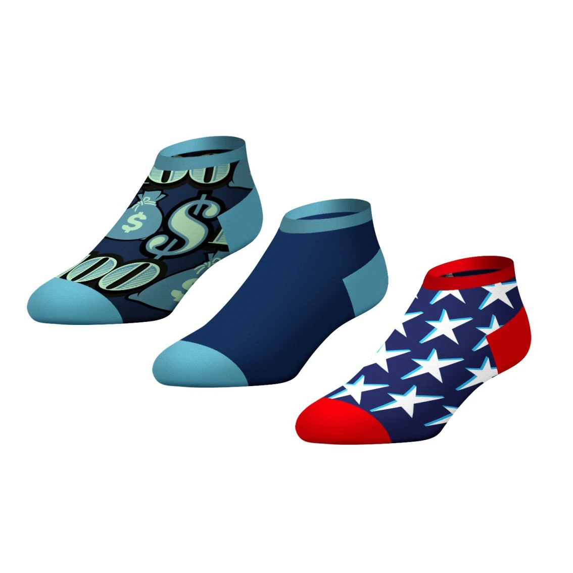 CrazyUniverse Dollar And Flag Low Cut Socks (3 Pack) 1 CrazyUniverse Dollar And Flag Low Cut Socks (3 Pack)