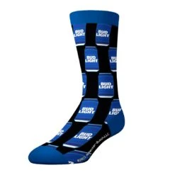 Socks By CRAZYBOXER Bud Light Logo And Can Crew Socks (3 Pack) -Crazy Boxer CSBUD0101X3A1 5