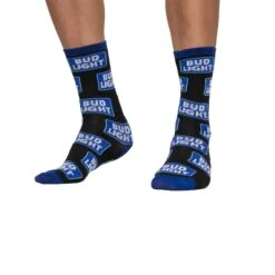 Socks By CRAZYBOXER Bud Light Can And Logo Crew Socks (3 Pack) -Crazy Boxer CSBUD0101X3A2 5