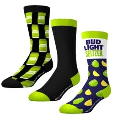 CrazyUniverse Bud Light Lime And Seltzer Crew Socks (3 Pack)