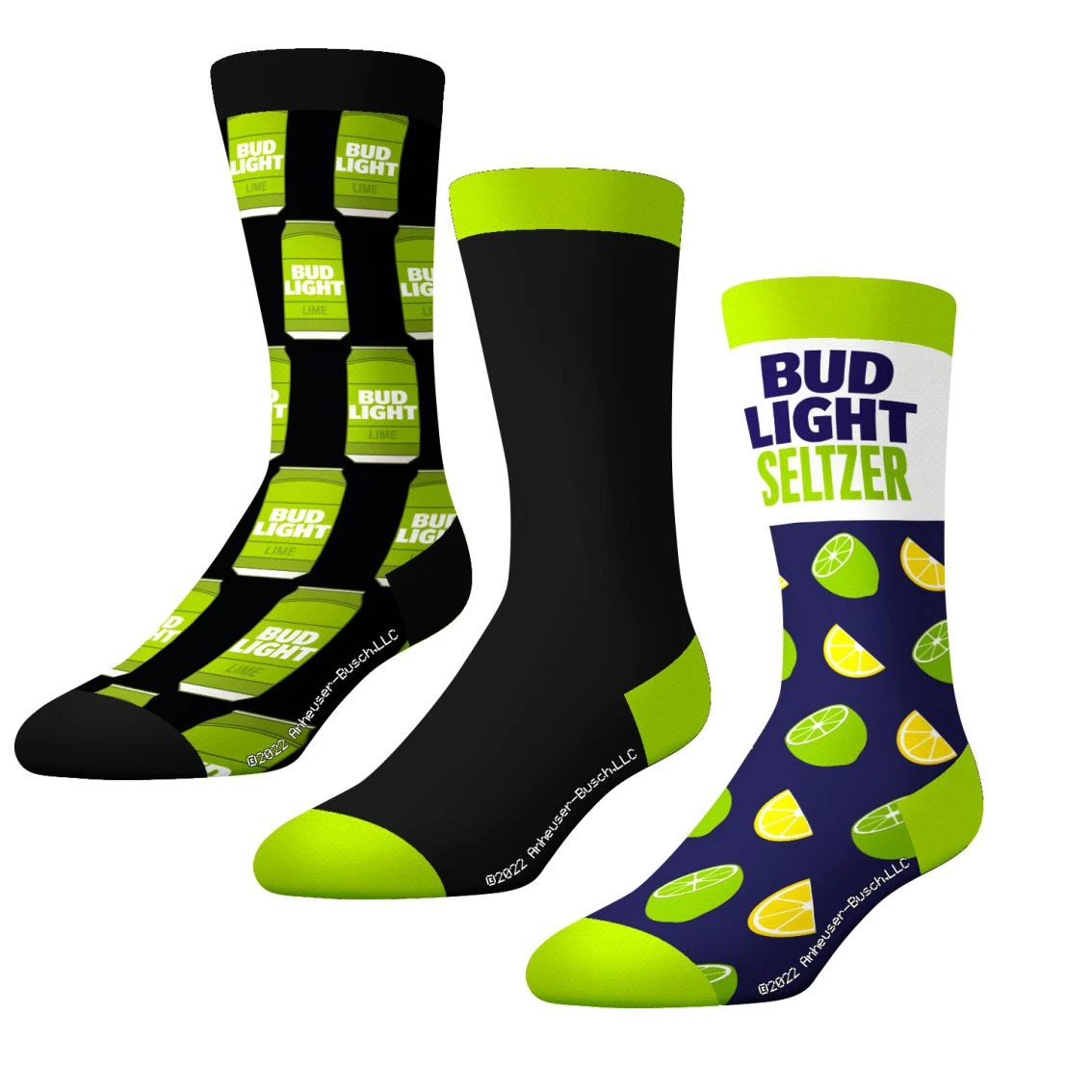 CrazyUniverse Bud Light Lime And Seltzer Crew Socks (3 Pack) 1 CrazyUniverse Bud Light Lime And Seltzer Crew Socks (3 Pack)