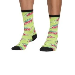 Socks By CRAZYBOXER Mountain Dew Logo And Race Crew Socks (3 Pack) -Crazy Boxer CSDEW0101X3A3 2