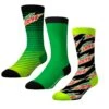 Socks By CRAZYBOXER Mountain Dew Logo And Green Crew Socks (3 Pack)