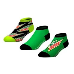 Socks By CRAZYBOXER Mountain Dew Logo And Green Low Cut Socks (3 Pack)