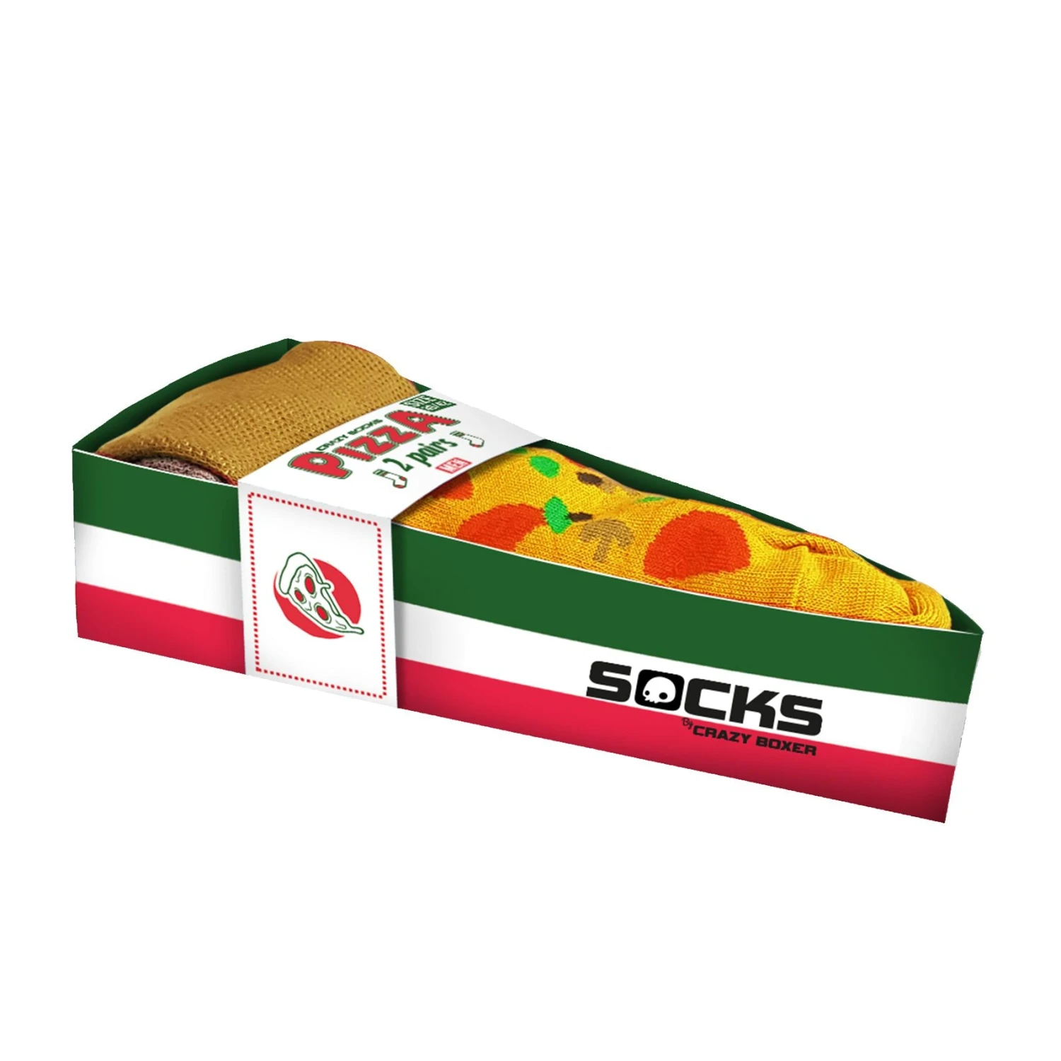 Socks By CRAZYBOXERPizza Toppings Crew Socks (2-Pairs, Pizza Box) 2 Socks By CRAZYBOXERPizza Toppings Crew Socks (2-Pairs, Pizza Box) - Image 2