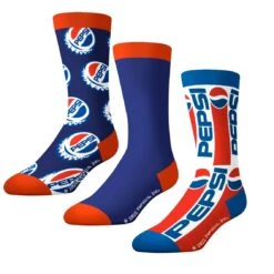 Socks By CRAZYBOXER Pepsi Lid And Logo Crew Socks (3 Pack)