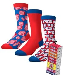 CRAZYUNIVERSE PEZ Candies & Logo Adult Crew Socks (3 Pairs, Wrapper)